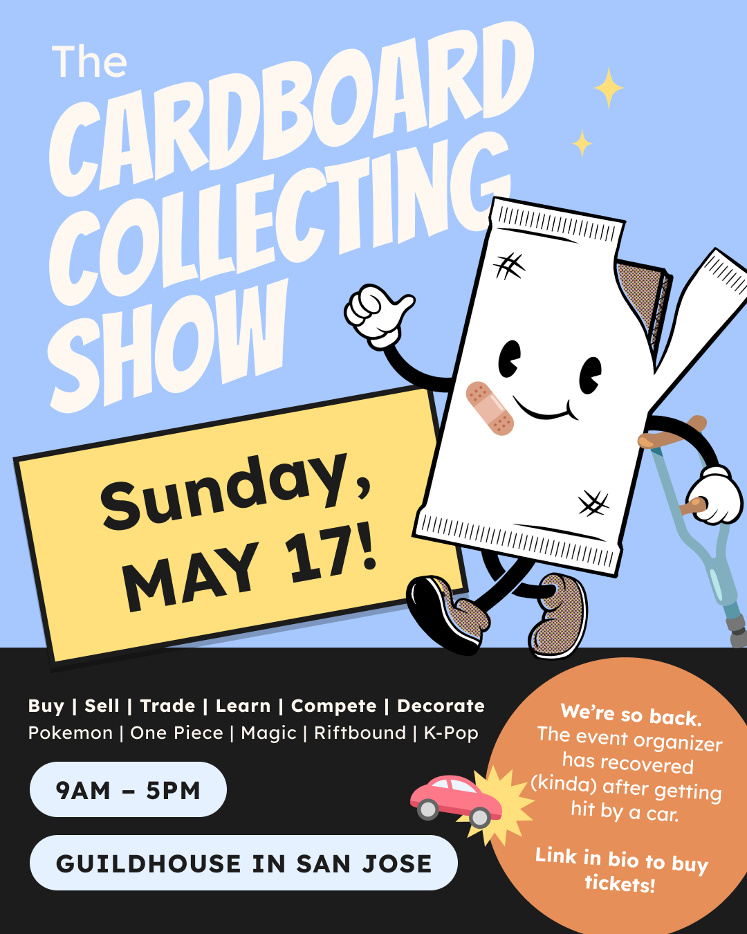 Updated Cardboard Collecting Show event announcement graphic